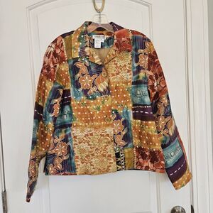 COLDWATER CREEK‎ Dressy Autumn Blazer Button Up Beads/Sequin Floral Sz. Med Fall